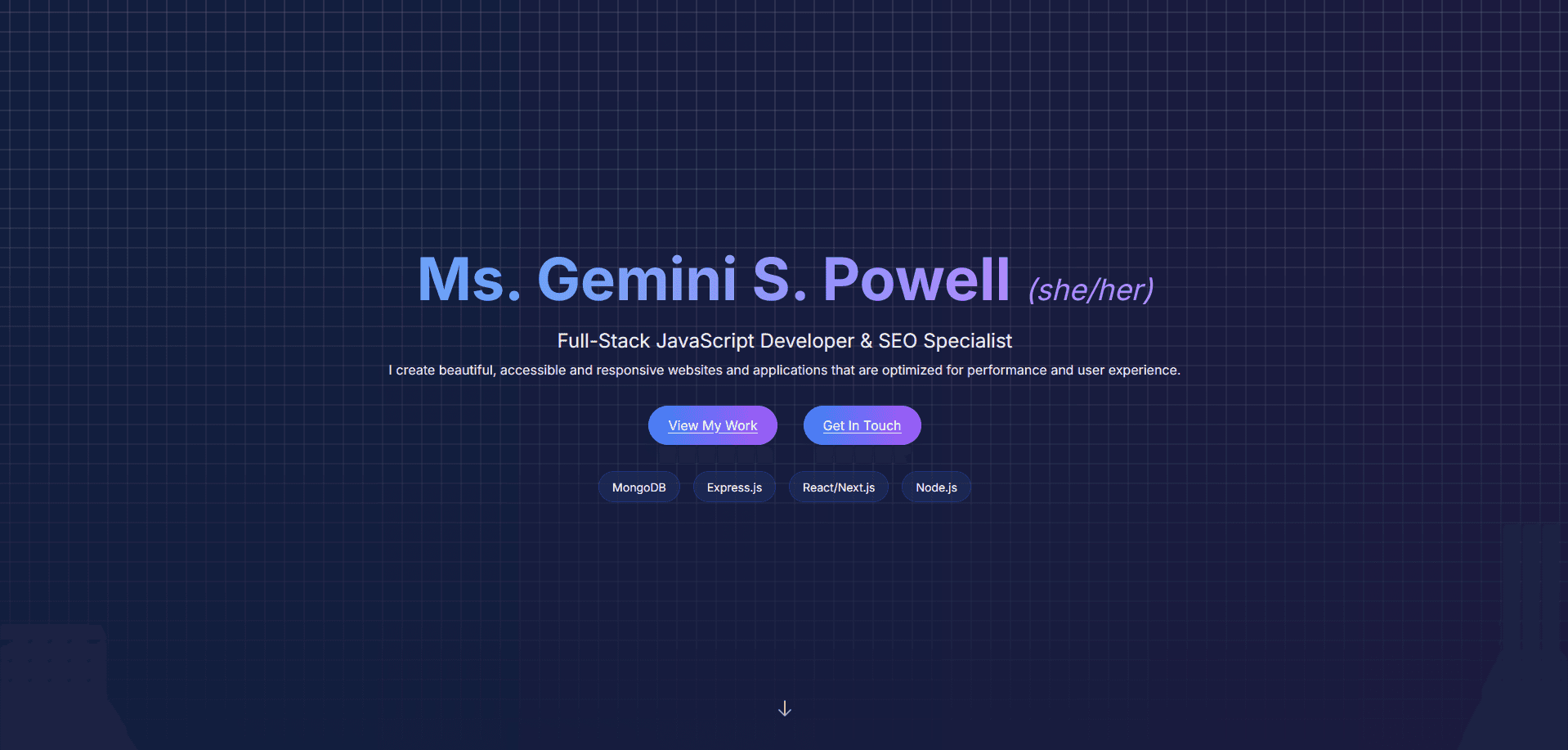 Screenshot of Gemini Powell's Portfolio